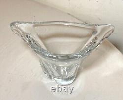 Mint condition vintage handmade signed Daum France clear crystal glass vase