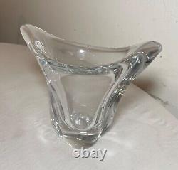 Mint condition vintage handmade signed Daum France clear crystal glass vase