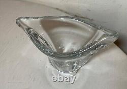 Mint condition vintage handmade signed Daum France clear crystal glass vase