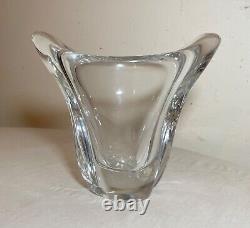 Mint condition vintage handmade signed Daum France clear crystal glass vase