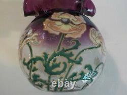 Mont Joye French Art Glass 7 Enameled Vase, c. 1900