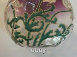 Mont Joye French Art Glass 7 Enameled Vase, c. 1900