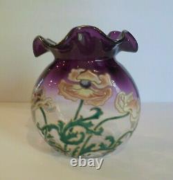 Mont Joye French Art Glass 7 Enameled Vase, c. 1900