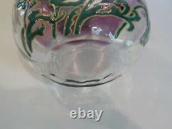 Mont Joye French Art Glass 7 Enameled Vase, c. 1900