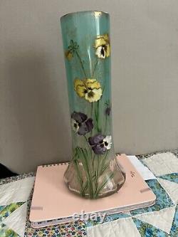 Mont Joye Legras Lamartine Art Nouveau French Glass Vase 11 3/4 High