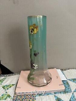 Mont Joye Legras Lamartine Art Nouveau French Glass Vase 11 3/4 High