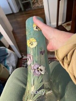 Mont Joye Legras Lamartine Art Nouveau French Glass Vase 11 3/4 High