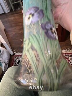 Mont Joye Legras Lamartine Art Nouveau French Glass Vase 11 3/4 High