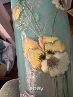Mont Joye Legras Lamartine Art Nouveau French Glass Vase 11 3/4 High