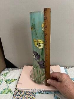 Mont Joye Legras Lamartine Art Nouveau French Glass Vase 11 3/4 High