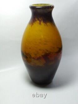 Muller Frères Luneville French Art Glass vase. 11 1/2 in. Early 1900's
