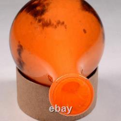 Muller Fres Luneville French Orange & Black French Art Glass blown glass vase