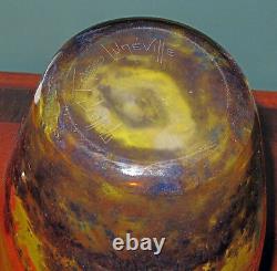 Muller Fres Luneville Glass Vase Signed Superb French Art Deco Example 1920'S