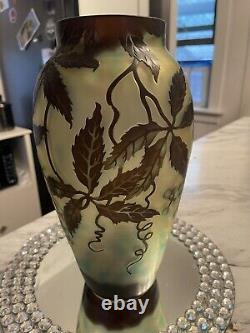 NEW Cameo ART Nouveau Glass VASE Galle French Style Reproduction Acid Etch 12.5