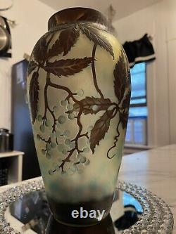 NEW Cameo ART Nouveau Glass VASE Galle French Style Reproduction Acid Etch 12.5