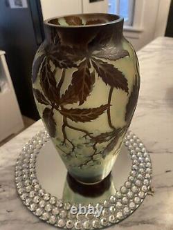 NEW Cameo ART Nouveau Glass VASE Galle French Style Reproduction Acid Etch 12.5