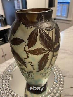 NEW Cameo ART Nouveau Glass VASE Galle French Style Reproduction Acid Etch 12.5