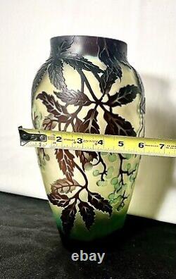NEW Cameo ART Nouveau Glass VASE Galle French Style Reproduction Acid Etch 12.5