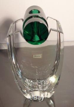 NEW VINTAGE Baccarat OCEANIE Vase with Green Frog 8 1/4 Made in FRANCE