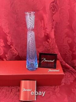 NIB FLAWLESS Stunning BACCARAT France Glass Blue MIKADO PASSION Crystal BUD VASE
