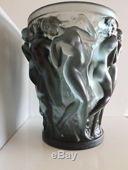 New Authentic Large Lalique Bacchantes Bronze Crystal Vase (large)