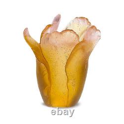 New Daum Crystal Mini Amber Tulip Vase #05158/c Brand Nib French Save$$ F/sh