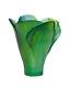 New Daum Crystal Mini Green Ginkgo Tulip Vase #05157/c Brand Nib Save$$ F/sh