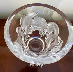 New! Hand-Signed LALIQUE Samur Grapevine Frosted Crystal Glass Vase 5-3/8