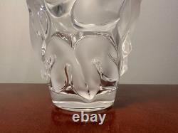 New! Hand-Signed LALIQUE Samur Grapevine Frosted Crystal Glass Vase 5-3/8