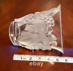 New! Hand-Signed LALIQUE Samur Grapevine Frosted Crystal Glass Vase 5-3/8