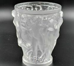 New Lalique Small Clear Crystal Bacchantes Vase 10547500 -BBL424A3