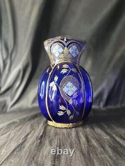 Old French Art Nouveau Legras Cobalt Blue Enameled Vase 9