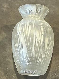 Old Mont Joye Legras Glass Nouveau Chipped Ice Acid Frosted Crystal Glass Vase