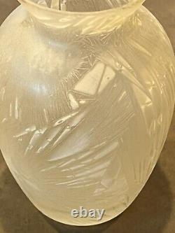 Old Mont Joye Legras Glass Nouveau Chipped Ice Acid Frosted Crystal Glass Vase