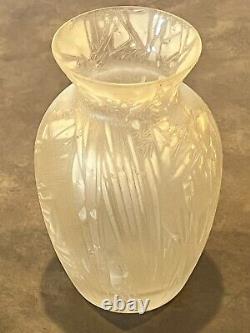 Old Mont Joye Legras Glass Nouveau Chipped Ice Acid Frosted Crystal Glass Vase