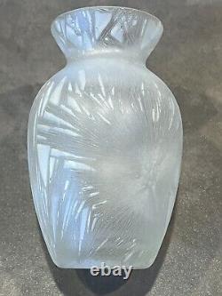 Old Mont Joye Legras Glass Nouveau Chipped Ice Acid Frosted Crystal Glass Vase