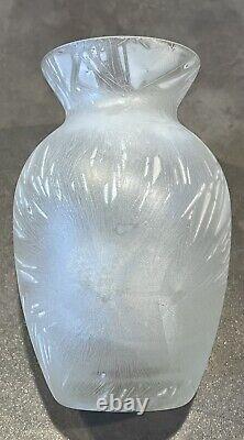 Old Mont Joye Legras Glass Nouveau Chipped Ice Acid Frosted Crystal Glass Vase