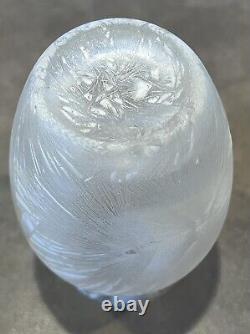 Old Mont Joye Legras Glass Nouveau Chipped Ice Acid Frosted Crystal Glass Vase