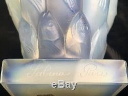 Opalescent Sabino France Glass Art Vase Poissons Leaping Fish Motif