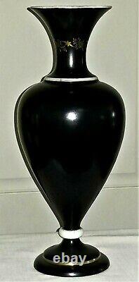 Opaline glass VASE, ebonized surface, gold gilt, Phythogoras & Plato, c1850 16t