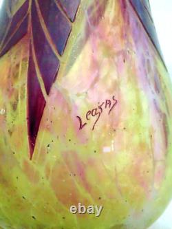 Original Antique LEGRAS Signed VASE Golden RUBIS French Cameo Glass 9.5 Deco