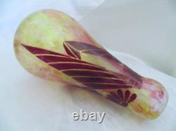Original Antique LEGRAS Signed VASE Golden RUBIS French Cameo Glass 9.5 Deco