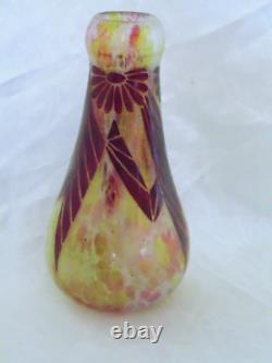 Original Antique LEGRAS Signed VASE Golden RUBIS French Cameo Glass 9.5 Deco