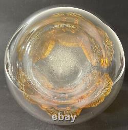 Original French Lalique Atossa Amber Flowers Vase