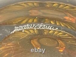 Original French Lalique Atossa Amber Flowers Vase