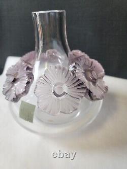 Original French Lalique Atossa Lavander Flowers Vase