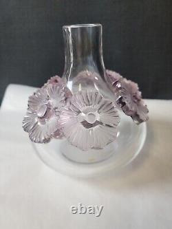 Original French Lalique Atossa Lavander Flowers Vase