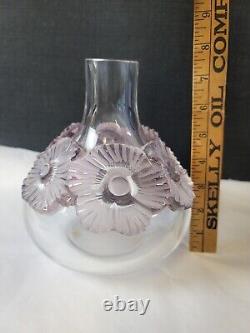 Original French Lalique Atossa Lavander Flowers Vase