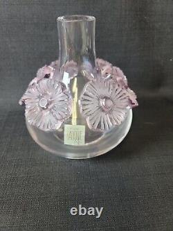 Original French Lalique Atossa Lavander Flowers Vase