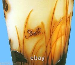 Original Galle 18.5 H Cameo Glass Vase Flowers Vines & Grass Sale 20% Off